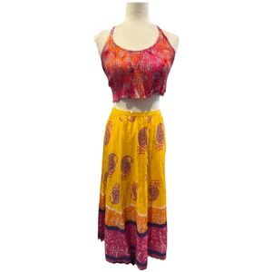 Festival Skirt Bright Nygard 8 Coastal Cowgirl Boho Gypsy Bohemian Beaded Medium